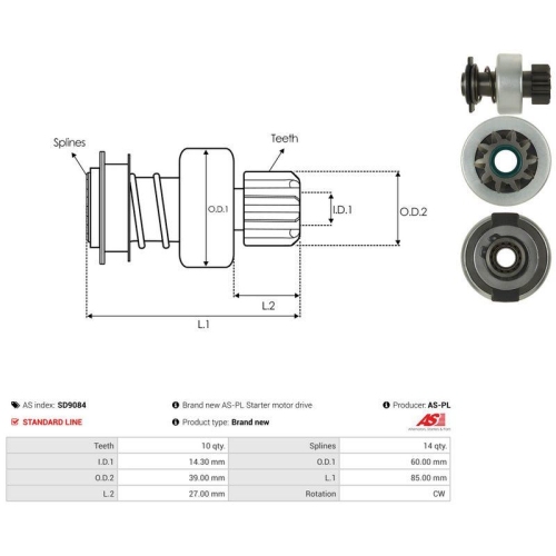 AS-PL Freilaufgetriebe, Starter AS SD9084