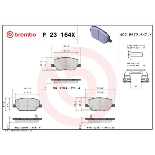 BREMBO Bremsbelagsatz, Scheibenbremse XTRA LINE P 23 164X