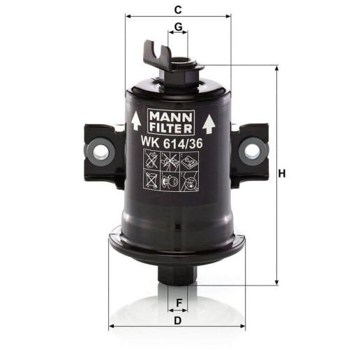 MANN-FILTER Kraftstofffilter WK 614/36 x