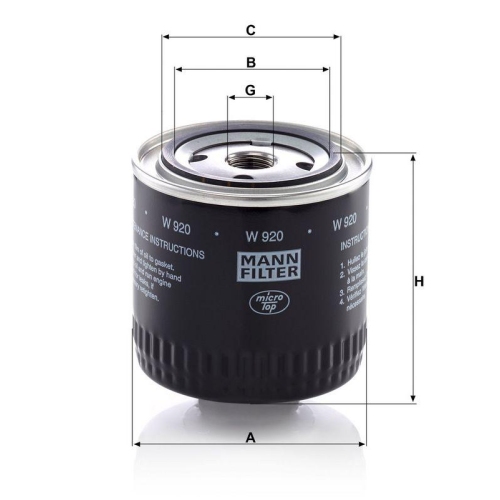 MANN-FILTER Filter, Arbeitshydraulik W 920