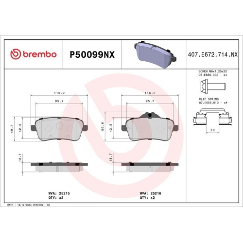 BREMBO Bremsbelagsatz, Scheibenbremse XTRA LINE - Ceramic P50099NX