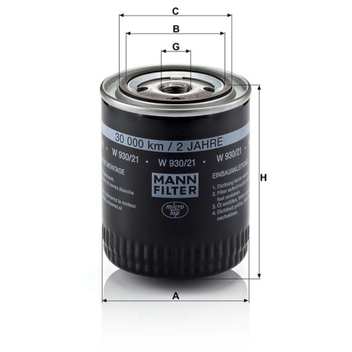 MANN-FILTER &Ouml;lfilter W 930/21