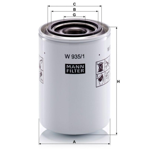 MANN-FILTER Filter, Arbeitshydraulik W 935/1