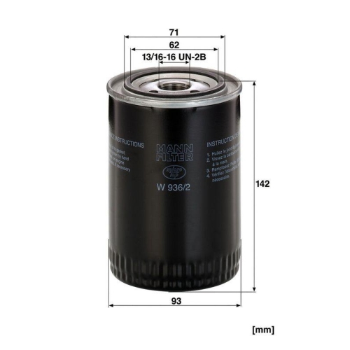 MANN-FILTER &Ouml;lfilter, Turbolader W 936/2