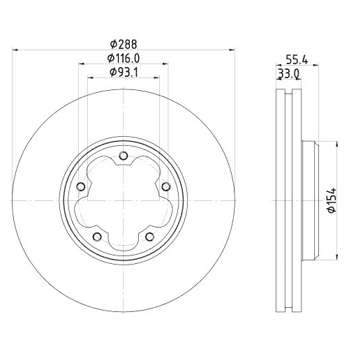 HELLA Bremsscheibe PRO 8DD 355 133-161