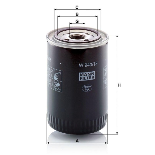 MANN-FILTER Filter, Arbeitshydraulik W 940/18