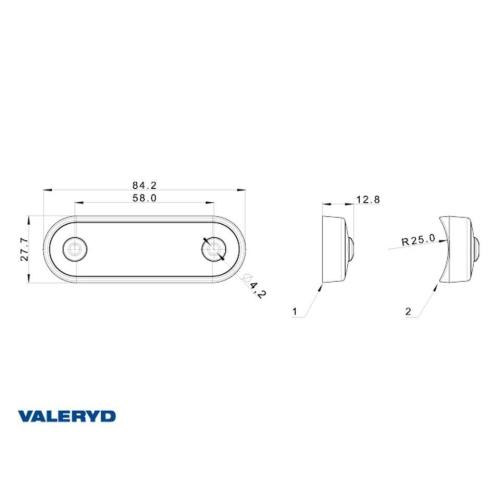 LED Positionsleuchte Valeryd 84,2x27,7x12,8mm rot 12-36V je 15cm Kabel Anh&auml;nger