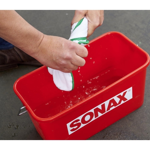 Sonax Eimer f&uuml;r PFA-Wagen rechteckig 12 Liter Wascheimer Autow&auml;sche rot mit Logo