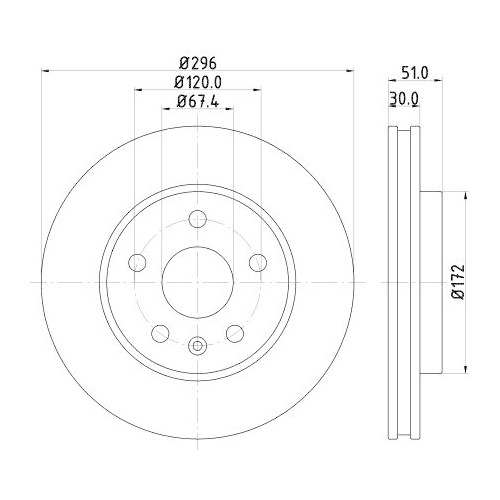HELLA Bremsscheibe PRO High Carbon 8DD 355 129-081