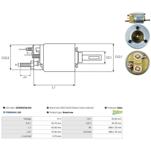 AS-PL Magnetschalter, Starter Valeo SS3030(VALEO)