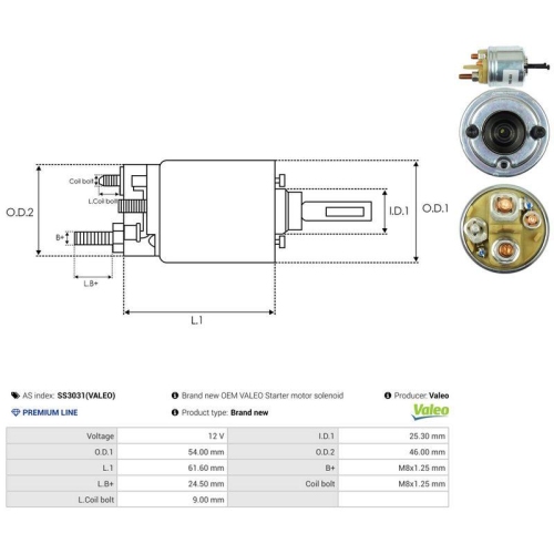 AS-PL Magnetschalter, Starter Valeo SS3031(VALEO)