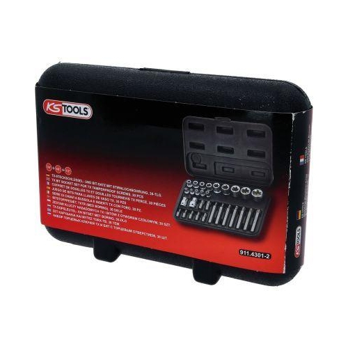 Torx-Steckschl&uuml;ssel- und Bit-Satz, 30-tlg Bits mit Bohrung KS TOOLS 911.4301-2