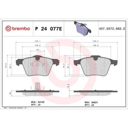 BREMBO Bremsbelagsatz, Scheibenbremse BEYOND LINE - EV P 24 077E