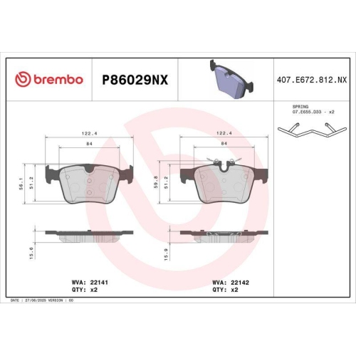 BREMBO Bremsbelagsatz, Scheibenbremse XTRA LINE - Ceramic P86029NX