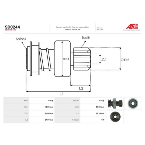 AS-PL Freilaufgetriebe, Starter AS SD0244