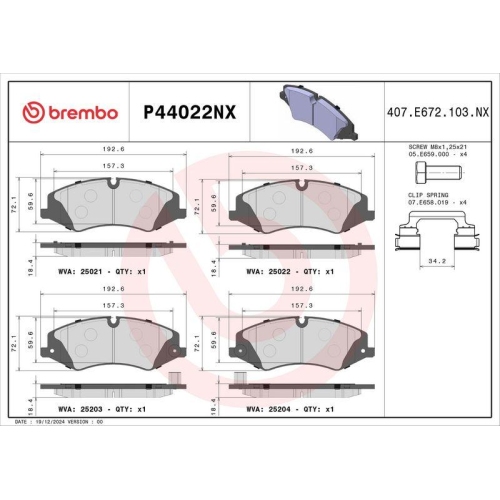 BREMBO Bremsbelagsatz, Scheibenbremse XTRA LINE - Ceramic P44022NX