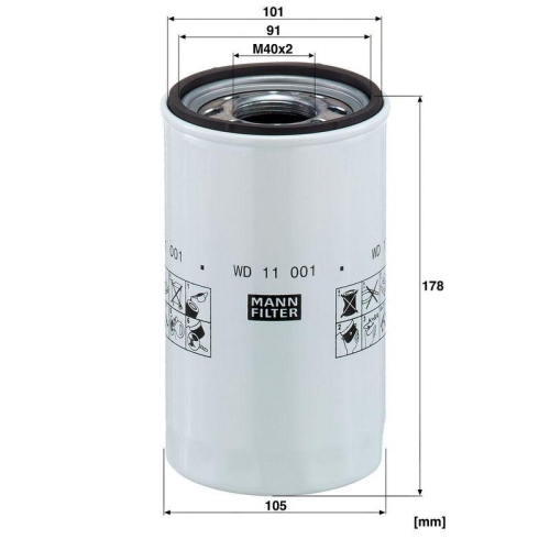 MANN-FILTER Filter, Arbeitshydraulik WD 11 001