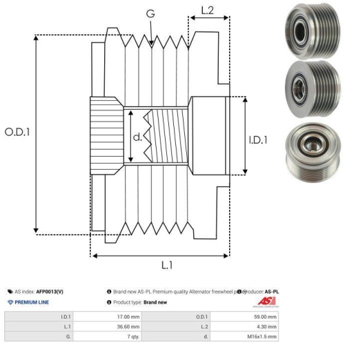 AS-PL Generatorfreilauf Brandneu AS-PL AFP0013(V)