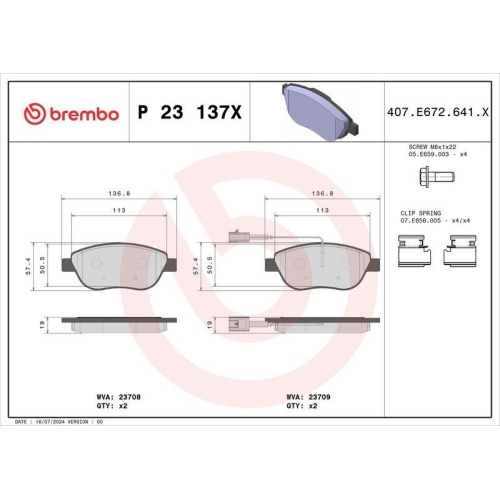 BREMBO Bremsbelagsatz, Scheibenbremse XTRA LINE P 23 137X