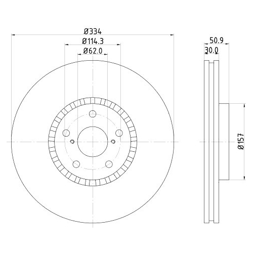 HELLA Bremsscheibe PRO High Carbon 8DD 355 129-841
