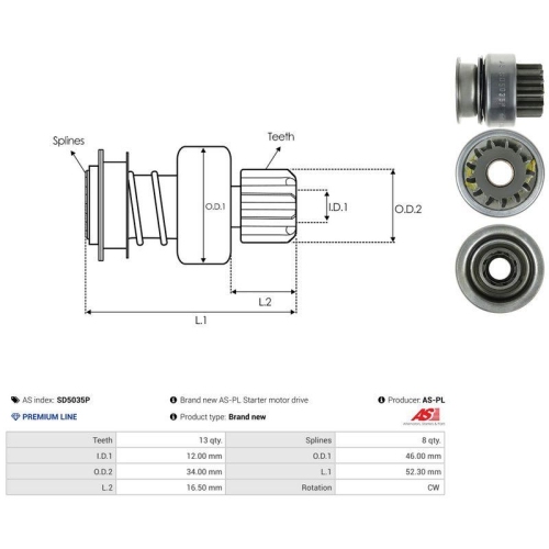 AS-PL Freilaufgetriebe, Starter AS SD5035P
