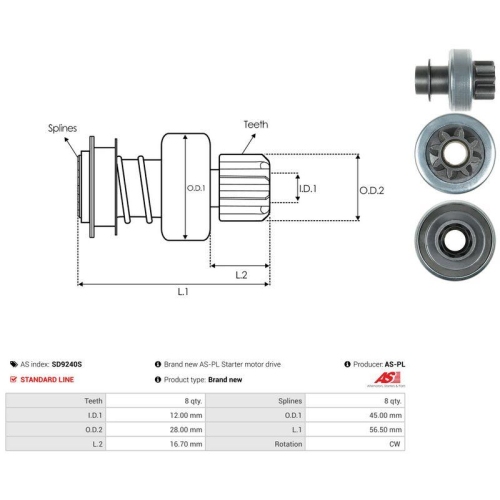 AS-PL Freilaufgetriebe, Starter AS SD9240S