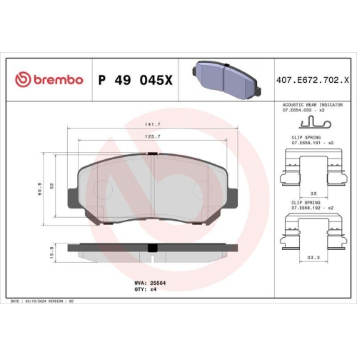 BREMBO Bremsbelagsatz, Scheibenbremse XTRA LINE P 49 045X