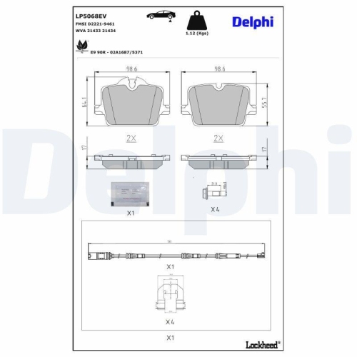 DELPHI Bremsbelagsatz, Scheibenbremse LP5068EV