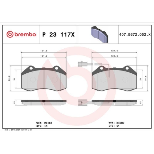 BREMBO Bremsbelagsatz, Scheibenbremse XTRA LINE P 23 117X