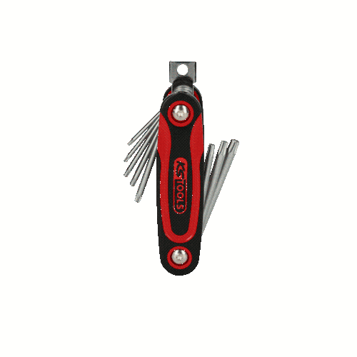 Torx-Winkelstiftschl&uuml;ssel-Klapphalter, Bohrung, 8-tlg KS TOOLS 158.3530