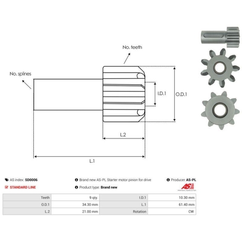 AS-PL Freilaufgetriebe, Starter AS SD0006