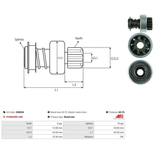 AS-PL Freilaufgetriebe, Starter AS SD0026