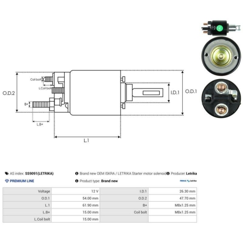 AS-PL Magnetschalter, Starter Letrika SS9091(LETRIKA)