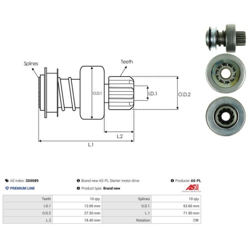 AS-PL Freilaufgetriebe, Starter AS SD0089