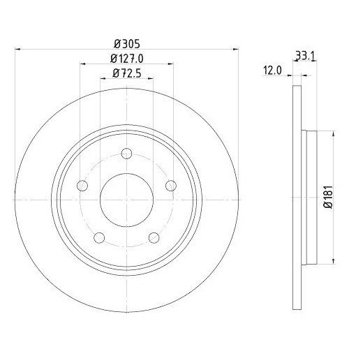 HELLA Bremsscheibe PRO High Carbon 8DD 355 129-001