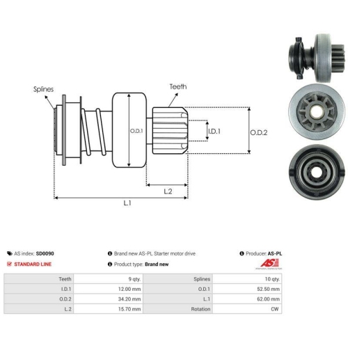 AS-PL Freilaufgetriebe, Starter AS SD0090
