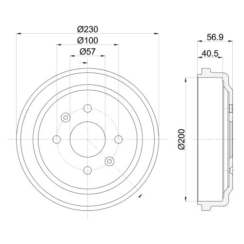 HELLA Bremstrommel 8DT 355 300-961