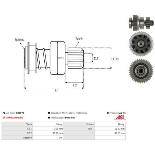 AS-PL Freilaufgetriebe, Starter AS SD6078