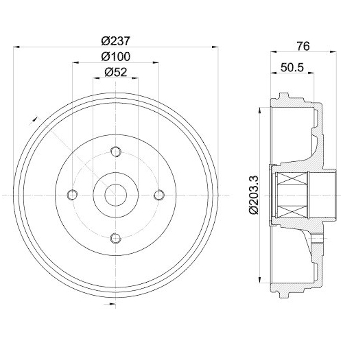 HELLA Bremstrommel 8DT 355 302-761