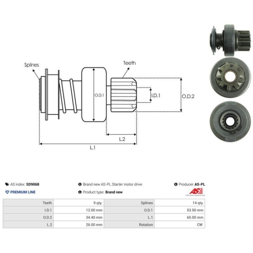 AS-PL Freilaufgetriebe, Starter AS SD9068
