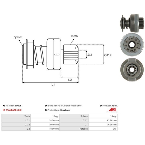 AS-PL Freilaufgetriebe, Starter AS SD9081