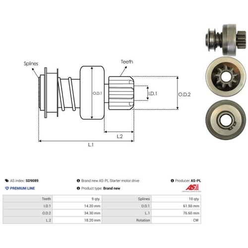 AS-PL Freilaufgetriebe, Starter AS SD9089