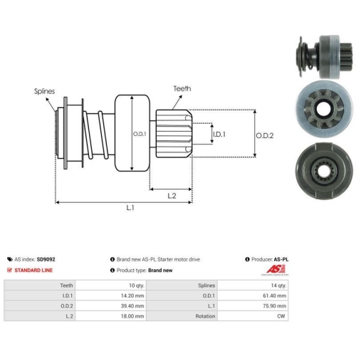 AS-PL Freilaufgetriebe, Starter AS SD9092