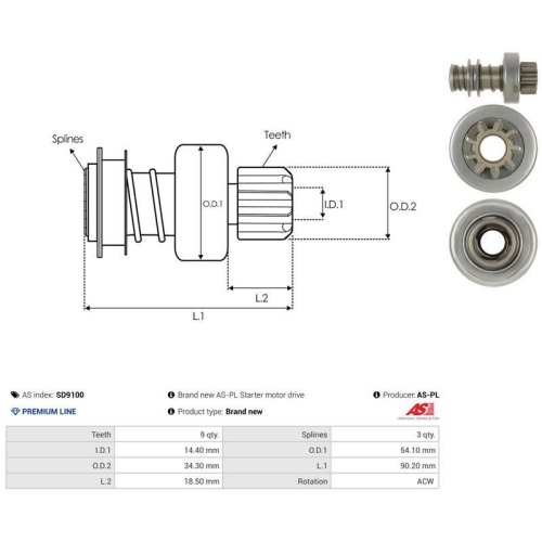 AS-PL Freilaufgetriebe, Starter AS SD9100