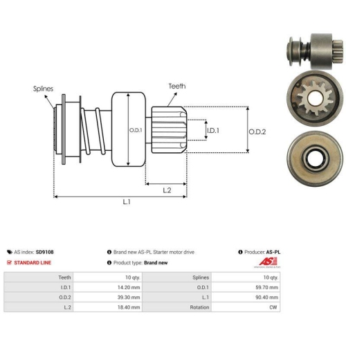 AS-PL Freilaufgetriebe, Starter AS SD9108