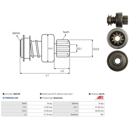 AS-PL Freilaufgetriebe, Starter AS SD9128