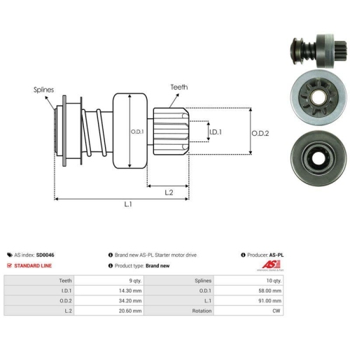AS-PL Freilaufgetriebe, Starter AS SD0046