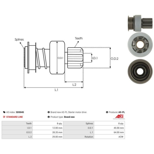 AS-PL Freilaufgetriebe, Starter AS SD5045