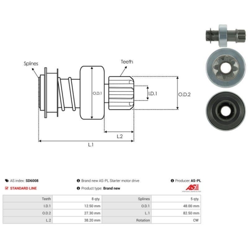 AS-PL Freilaufgetriebe, Starter AS SD6008