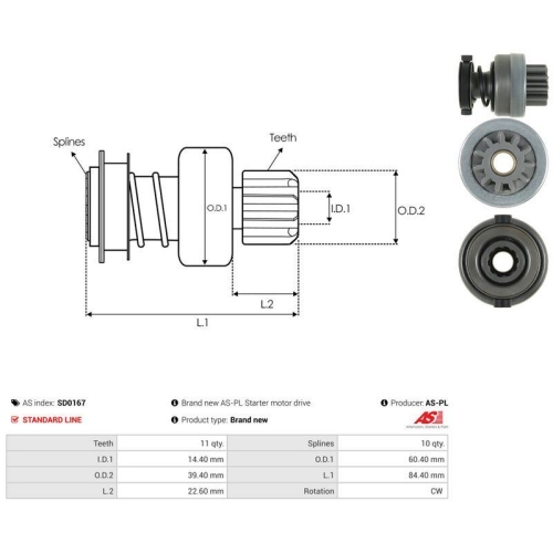 AS-PL Freilaufgetriebe, Starter AS SD0167